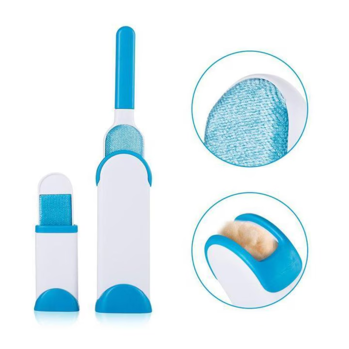 Perie Reutilizabilă pentru Îndepărtarea Părului de Animale, Două Micro-Perii pentru Colectare Rapidă, Ideală pentru Haine, Canapele și Mașină, Design Compact Alb/Albastru [3]