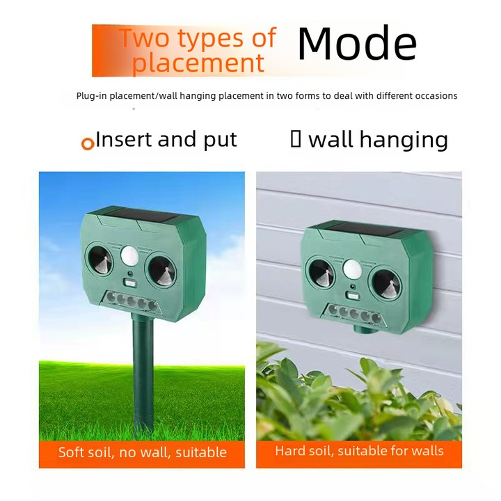 Repelent cu Ultrasunete Solar, Impermeabil, Senzor cu Detectare Infraroșu, Emisie Supersonică, Dispozitiv Multifuncțional pentru Alungarea Animalelor, Eficient pentru Utilizare în Exterior [5]