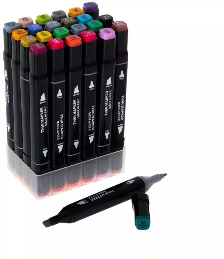 Set 24 Markere Profesionale cu 2 Capete, Culori Vibrante, pentru Desen, Schițe și Pictură, Husă Organizare Inclusă [4]