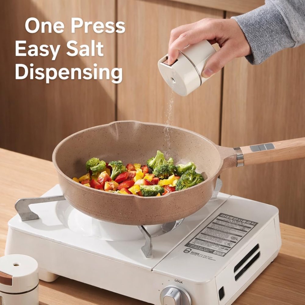 Set 6 recipiente condimente cu montare pe perete, prindere magnetică, material ABS, design minimalist modern, alb [10]