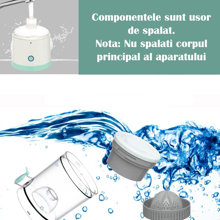 Storcător Electric de Citrice Portabil, 45W, Alimentare USB, Operare Simplă și Rapidă, Ideal pentru Suc Proaspăt Acasă sau în Călătorii, Design Compact Turcoaz [8]