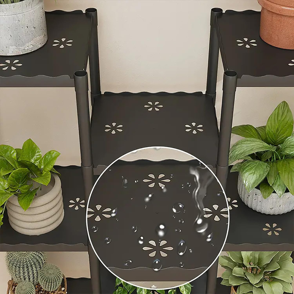 Suport Plante 7 Niveluri, Raft Multifuncțional Tip Scară pentru Ghivece, Cărți și Decorațiuni, Structură Stabilă și Design Modern, Culoare Negru [3]