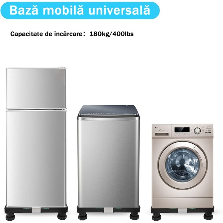 Suport Universal Ajustabil pentru Frigider și Electrocasnice, Capacitate până la 180 kg, Structură Rezistentă și Stabilă, Reglabil pentru Dimensiuni Variabile, Culoare Neagră [7]