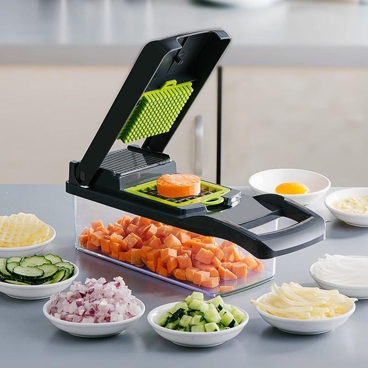 Tocător Profesional 16-în-1 pentru Legume, cu Lame din Inox Rezistente, Dimensiuni 32x11x11 cm, Sistem Multifuncțional pentru Feliere, Răzuire și Tăiere Precisa [7]