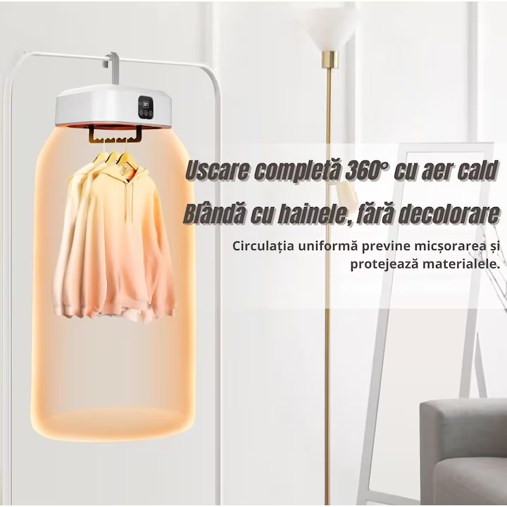 Uscător de Haine Electric Portabil 400W, Mini Dulap Pliabil cu Tehnologie 3D Air Drying, Uscare Rapidă 30 min–6h, Temperatură Constantă, Capacitate 10 kg, Design Compact [4]