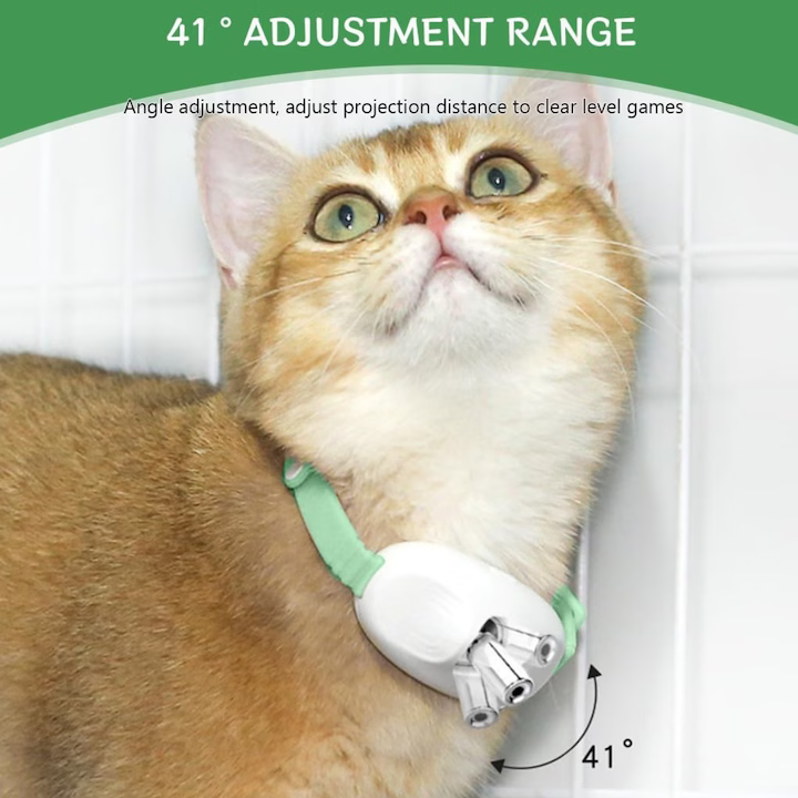 Zgardă inteligentă cu laser pentru pisici, jucărie LED interactivă, unghi 41°, oprire automată 15 min, reîncărcare USB, reglabilă, verde [5]