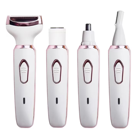 Aparat de ras și trimmer 4 în 1, reîncărcabil USB, utilizare Wet & Dry, pentru corp, față, sprâncene și nas, epilator multifuncțional, alb [1]