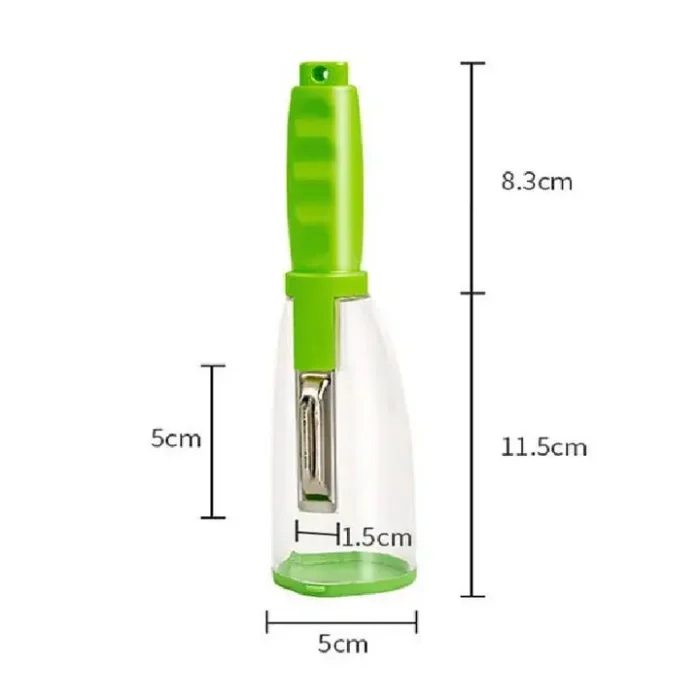 Curățător manual pentru legume și fructe cu recipient de colectare, accesoriu bucătărie, ergonomic, verde [3]