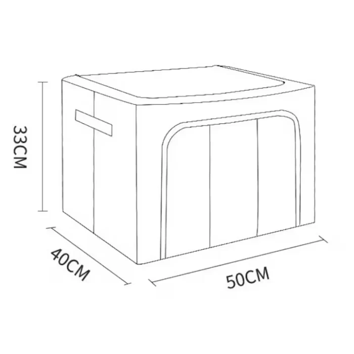 Cutie de Depozitare Pliabilă cu Fereastră și Fermoar Dublu, 66 L, Textil Premium Impermeabil, Cadru Metalic, 50×40×33 cm, Bej [11]