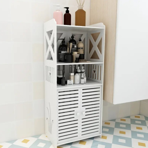 Dulap de Baie Alb cu 3 Polițe, Dimensiuni 90x40x25 cm, Construcție din PVC Durabil, Design Modern și Elegant pentru Organizare Practică [1]