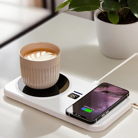 Încălzitor Electric pentru Cană cu Încărcare Wireless, Control Inteligent al Temperaturii, Suprafață Antiderapantă, Dimensiuni 21,9x11,5 cm, Design Compact Ideal pentru Birou sau Noptieră [5]