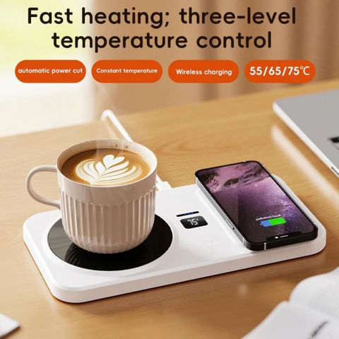 Încălzitor Electric pentru Cană cu Încărcare Wireless, Control Inteligent al Temperaturii, Suprafață Antiderapantă, Dimensiuni 21,9x11,5 cm, Design Compact Ideal pentru Birou sau Noptieră [7]
