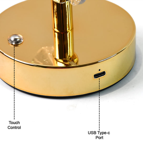Lampă LED de Masă Elegantă, Design Frunză Cristal, Iluminare Caldă Ambientală, Încărcare USB, Bază Metalică și Abajur Acrilic Premium, Consum Redus de Energie [3]