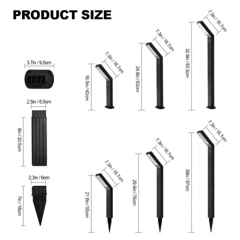 Lampă solară LED grădină, design modular, înălțime reglabilă până la 97 cm, protecție IP65, rezistentă la intemperii [5]