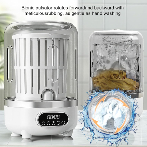 Mașină de spălat portabilă 3 în 1, baterie 3000 mAh, capacitate 3L, 3 moduri de spălare, coș de centrifugare inclus [5]
