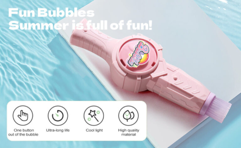 Mașină electrică baloane de săpun, 3 ani+, funcționare automată, baterie reîncărcabilă cu încărcare USB, soluție inclusă, roz [6]
