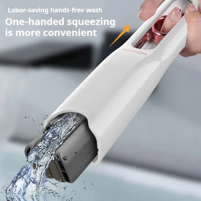 Mini mop de mână, portabil, burete PVA absorbant, sistem push-pull de stoarcere, 15.5×29.5 cm, alb [5]
