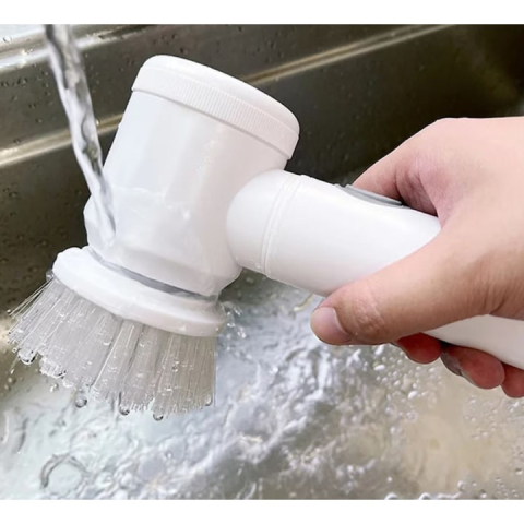 Perie Electrică de Curățare Multifuncțională, 3 Capete Rotative, Reîncărcabilă USB, Construcție din ABS Durabil, Design Compact și Portabil, Set Accesorii Inclus, Culoare Alb [3]