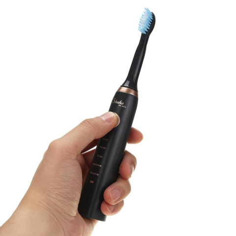 Periuță de Dinți Electrică, 5 Programe de Spălare, 26.000 Mișcări/Min, 4 Capete de Schimb Incluse, Lungime 20 cm, Design Modern Negru [4]