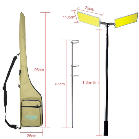 Proiector Camping LED 94W, 9116 lm, braț telescopic reglabil 5 m, 3 adaptoare 220V/Auto/Cleme, telecomandă inclusă, waterproof [4]