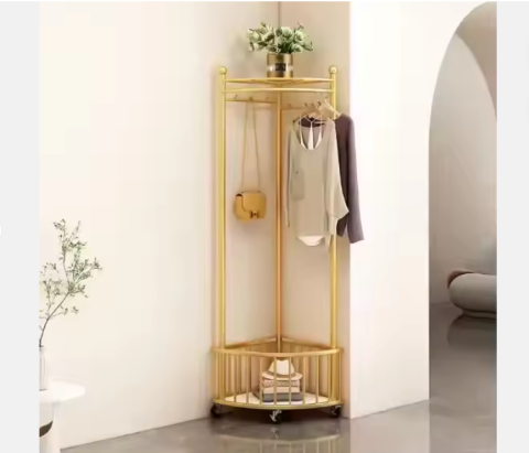 Rafturi, Organizatoare si Suporturi - Suport Colț pentru Haine, Organizator cu Raft pentru Pantofi și Șină Independentă, Dimensiuni 30x41x160 cm, Ideal pentru Spații Mici, Asamblare Ușoară și Structură Stabilă