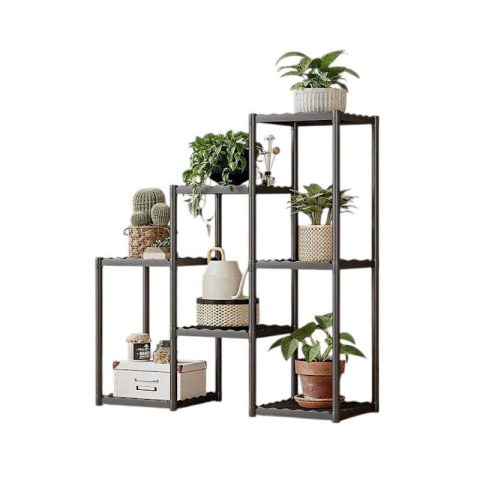 Rafturi, Organizatoare si Suporturi - Suport Plante 7 Niveluri, Raft Multifuncțional Tip Scară pentru Ghivece, Cărți și Decorațiuni, Structură Stabilă și Design Modern, Culoare Negru