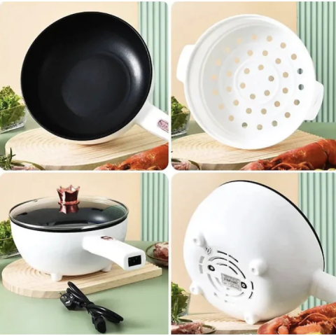 Tigaie Electrică Inteligentă 3L, Diametru 26 cm, Multifuncțională cu Panou de Control, Funcții de Prăjire, Fierbere, Aburire și Menținere a Căldurii, Design Practic pentru Gătire Rapidă [7]