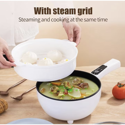 Tigaie Electrică Inteligentă 3L, Diametru 26 cm, Multifuncțională cu Panou de Control, Funcții de Prăjire, Fierbere, Aburire și Menținere a Căldurii, Design Practic pentru Gătire Rapidă [8]