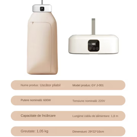 Uscător de Haine Electric Portabil 400W, Mini Dulap Pliabil cu Tehnologie 3D Air Drying, Uscare Rapidă 30 min–6h, Temperatură Constantă, Capacitate 10 kg, Design Compact [5]