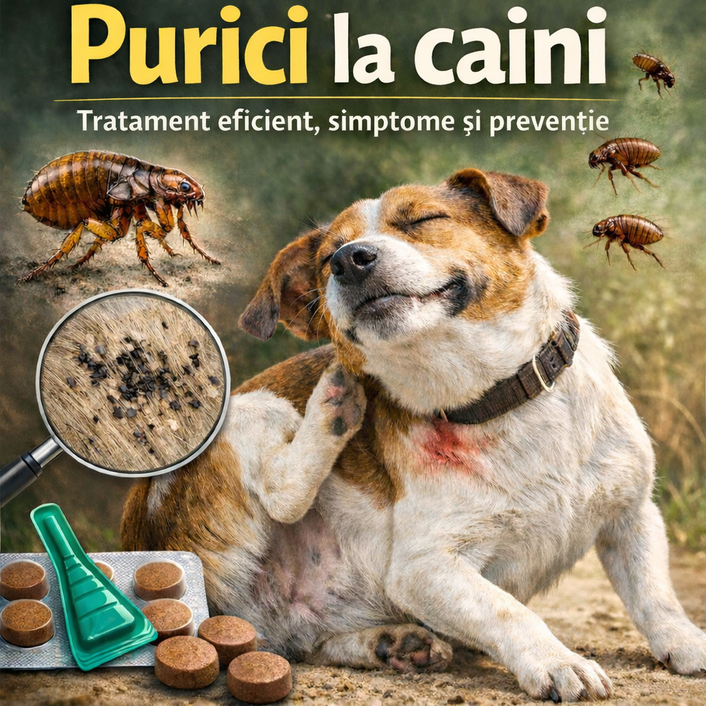 🐶 Purici la câini – tratament eficient, simptome și metode sigure de prevenție
