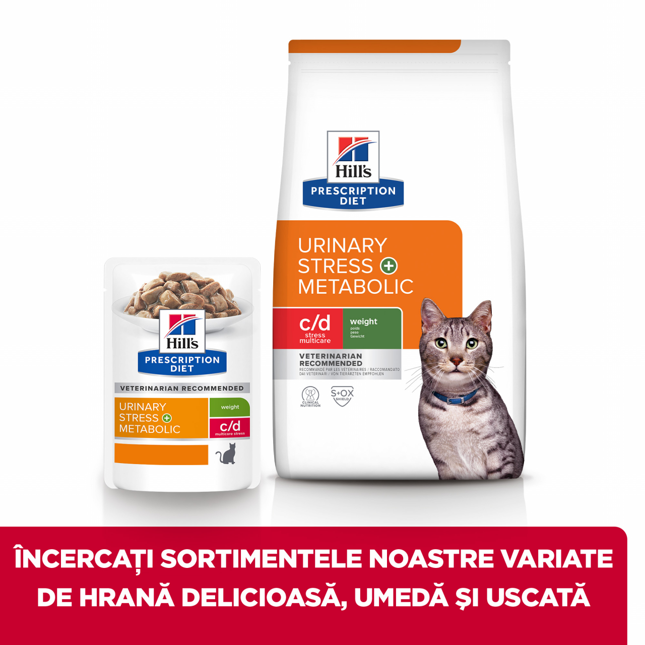 1.5kg Hill's PD Feline C/D Stress + Metabolic, hrană uscată dietă veterinară pentru pisici cu probleme urinare [10]