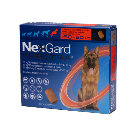 RIDICARE PERSONALA - 3 Tablete Nexgard Spectra Dog XL (30-60 kg) - deparazitare externă pentru câini