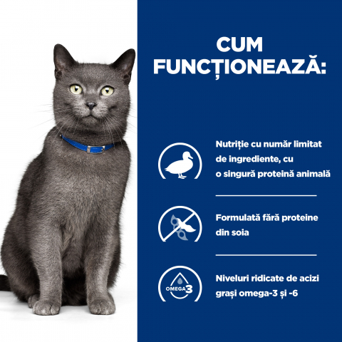 3kg Hill's PD Feline D/D Duck & Pea, hrană uscată dietă veterinară pentru pisici cu probleme dermatologice [5]