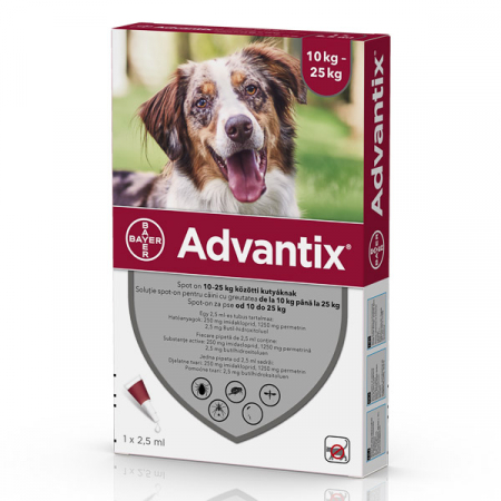 Pipetă - Advantix 250 ( 10-25 kg), pipetă deparazitare externă, 1 pipetă
