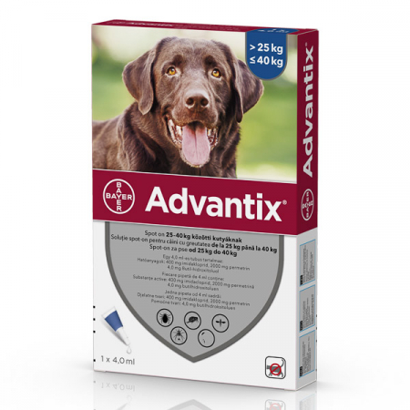 Pipetă - Advantix 400 ( 25-40 kg), pipetă deparazitare externă, 1 pipetă
