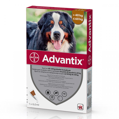 Pentru Câini - Advantix 600 ( 40-60 kg), pipetă deparazitare externă, 1 pipetă