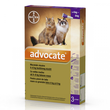 Pipetă - Advocate Cat 4-8 kg, deparazitare externă și internă, 1 pipeta