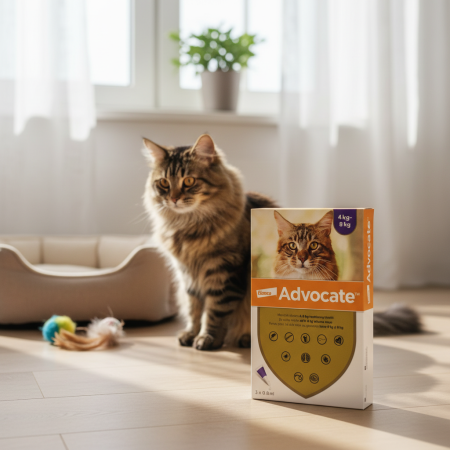 Pipetă - Advocate Cat 4-8 kg, deparazitare externă și internă, 3 pipete