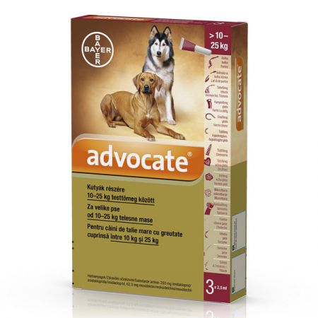 Antiparazitare Interne - Advocate Dog 10-25 kg, deparazitare externă și internă, 3 pipete