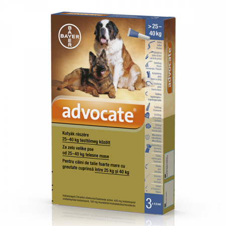 Antiparazitare Interne - Advocate Dog 25-40 kg, deparazitare externă și internă, 3 pipete