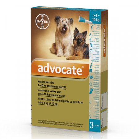 Pipetă - Advocate Dog 4-10 kg, deparazitare externă și internă, 1 pipeta