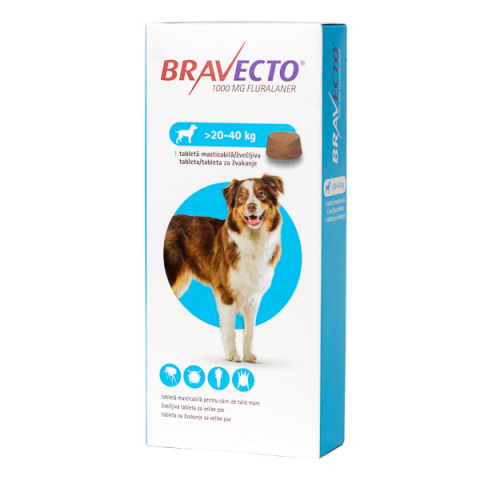 Pastile - Bravecto 20 - 40 kg, deparazitare externă pentru câini