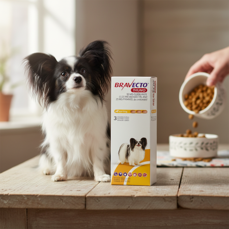 NOUTATI - Bravecto TriUNO 50 mg câini 2,5–5 kg – antiparazitar intern și extern