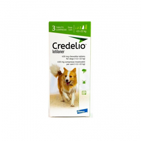 Pastilă - CREDELIO 450 mg 11-22 kg 3 tablete - deparazitare externă pentru câini