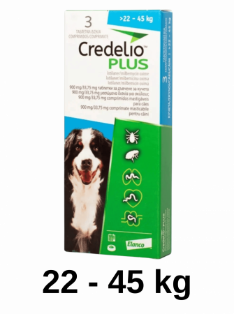 Pastilă - Credelio Plus Dog 22-45kg, pastila deparazitare interna si externa