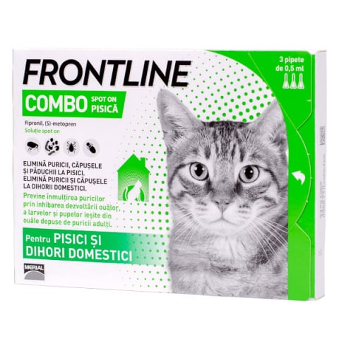 Pentru Pisici - Frontline Combo Pisici, 3 pipete deparazitare extarna pentru pisici adulte