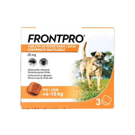 NOUTATI - Frontpro 28 mg Afoxolaner 3 comprimate – tratament impotriva puricilor și căpușelor câini 4-10 kg