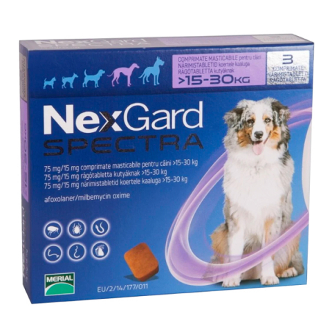 Pastilă - Nexgard Spectra Dog L (15-30kg) - deparazitare externă pentru câini