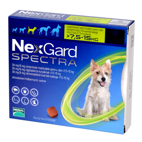 Pastilă - Nexgard Spectra Dog M (7.5-15kg) - deparazitare externă pentru câini