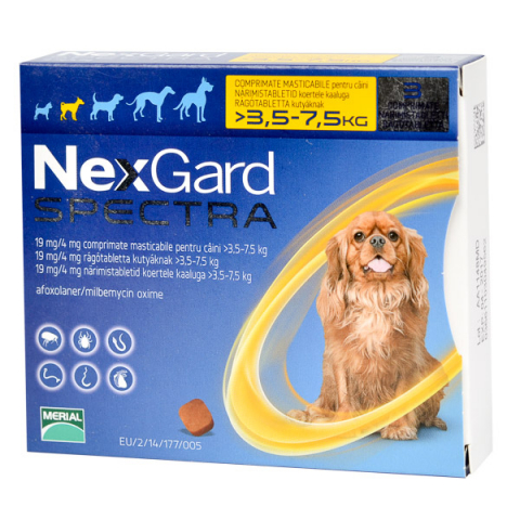 Pipetă - Nexgard Spectra Dog S (3.5-7.5kg) - deparazitare externă pentru câini